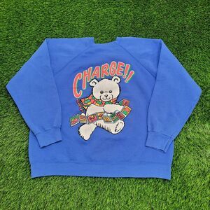 Vintage Teddy Bear Sweatshirt Womens XL 24x22 Blue
